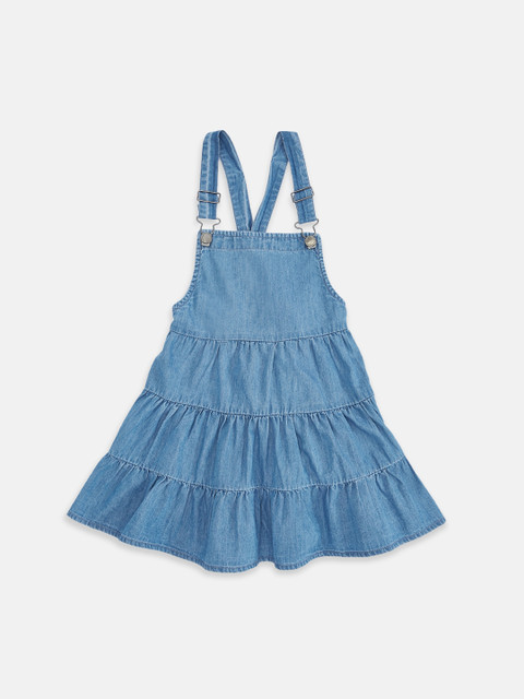 

Pantaloons Junior Girls White Tiered Georgette Pinafore Dress