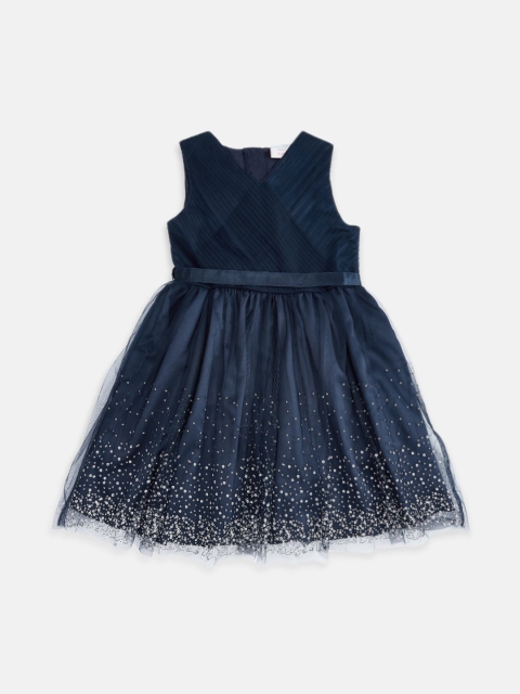 

Pantaloons Junior Girls Navy Blue Embellished Dress