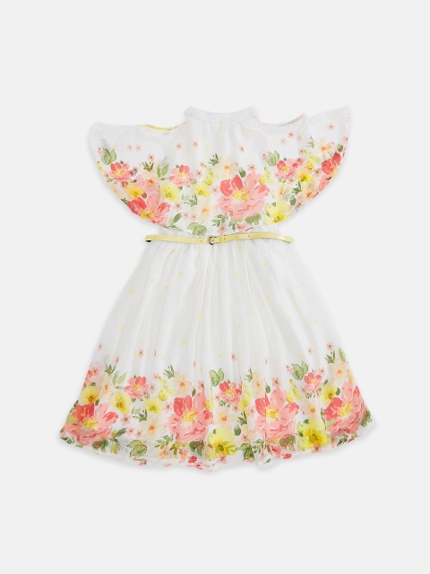 

Pantaloons Junior Girls White & Red Floral Fit And Flare Georgette Dress