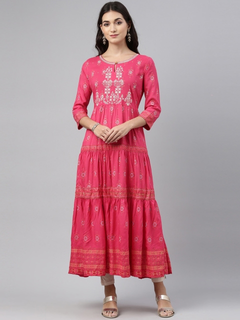 

Neerus Women Pink Ethnic Motifs Embroidered Anarkali Kurta
