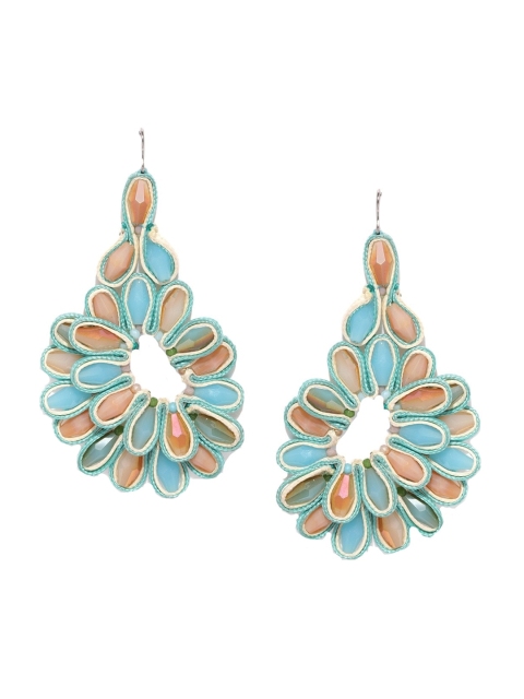 

Blisscovered Turquoise Blue & Beige Contemporary Drop Earrings