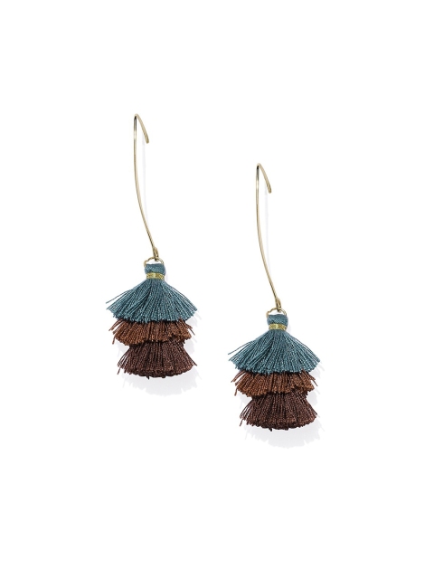 

Blisscovered Gold-Toned & Blue Contemporary Drop Earrings