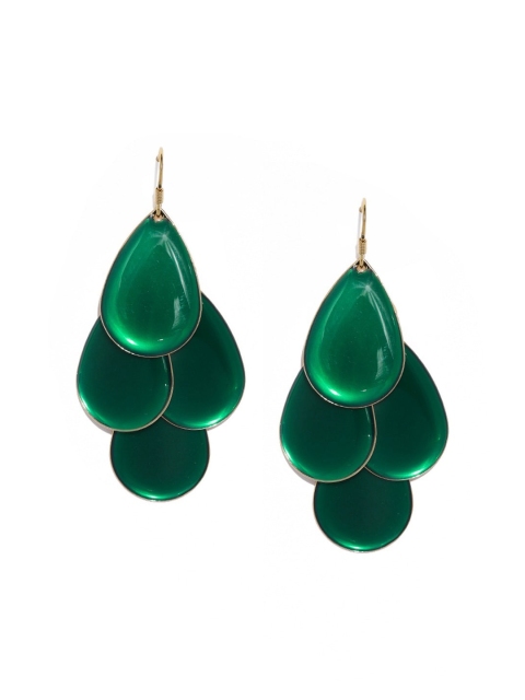 

Blisscovered Green Teardrop Shaped Drop Earrings