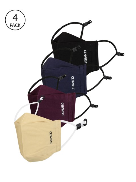 

CENWELL Unisex 4 Pcs Reusable 6 Ply 3D Face Mask, Multi