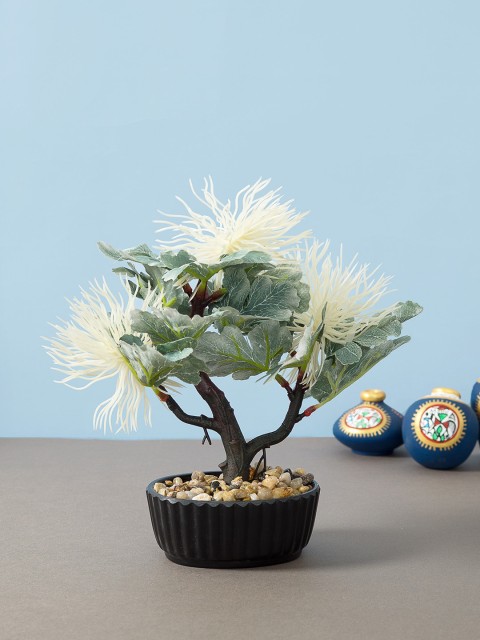 

Golden Peacock Green & Black Artificial Plant With Pot