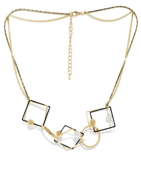 

Blisscovered Women Gold-Toned & Black Metal Gold-Plated Layered Necklace