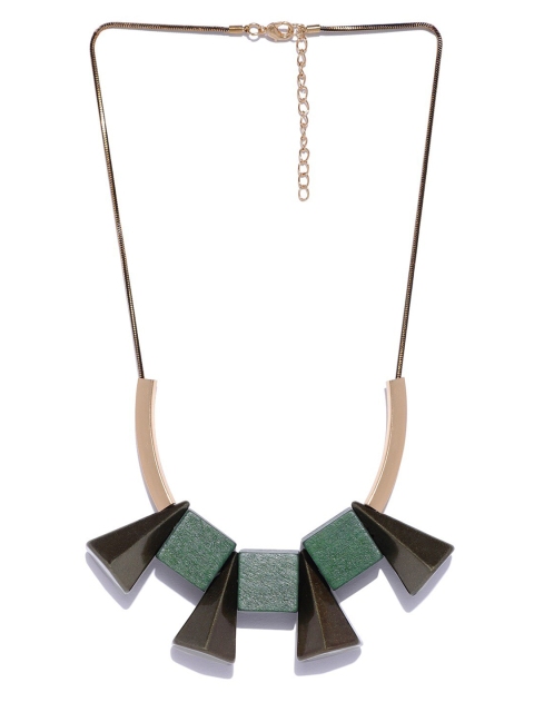 

Blisscovered Women Green & Gold-Toned Metal Antique Necklace