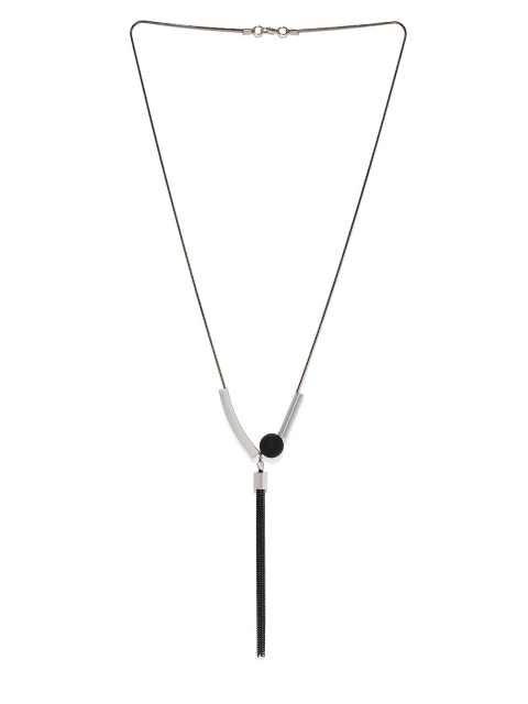

Blisscovered Women Black & Silver-Toned Metal Tasselled Necklace