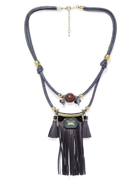 

Blisscovered Women Grey & Gold-Toned Tasselled Necklace