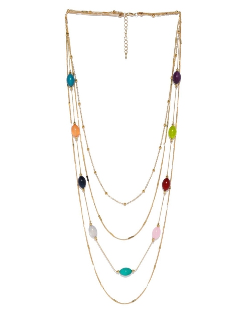 

Blisscovered Women Gold-Toned & Pink Metal Layered Necklace