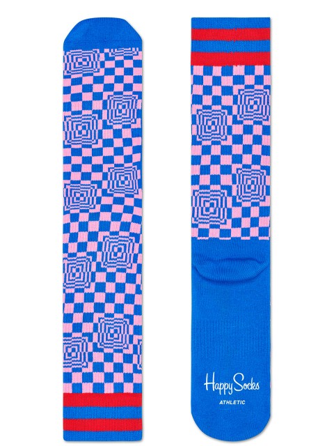 

Happy Socks Unisex Blue & Pink Checked Calf-Length Socks