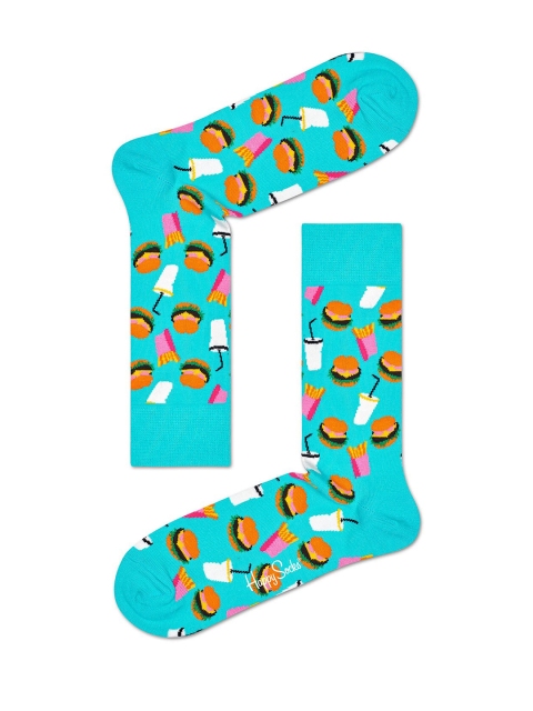 

Happy Socks Unisex Blue & Pink Hamburger Above Ankle-Length Socks