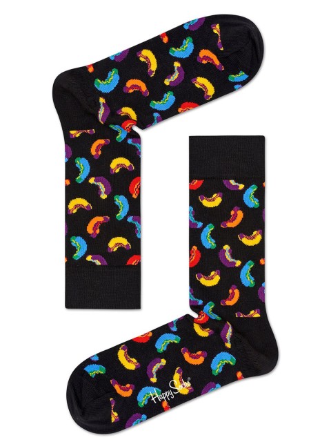 

Happy Socks Unisex Black & Yellow Patterned Calf-Length Socks