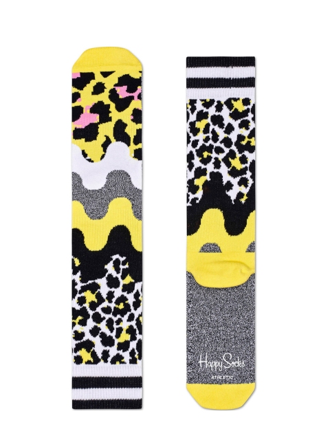 

Happy Socks Unisex Yellow & Black Animal Patterned Above Ankle-Length Socks