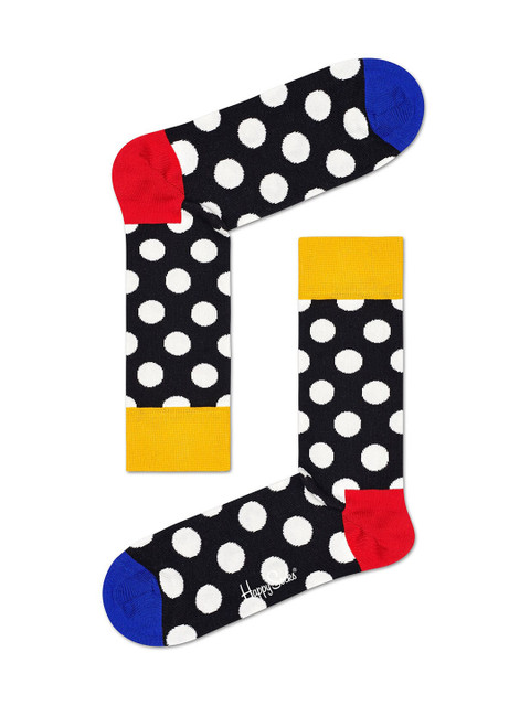 

Happy Socks Unisex Black & White Big Dot Patterned Above Ankle-Length Socks