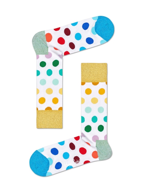 

Happy Socks Unisex White & Blue Dot Patterned Above Ankle-Length Socks