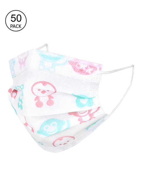 

FROGGY Kids Pack Of 50 White & Pink Printed 3-Ply Disposable Anti-Pollution Surgical Masks
