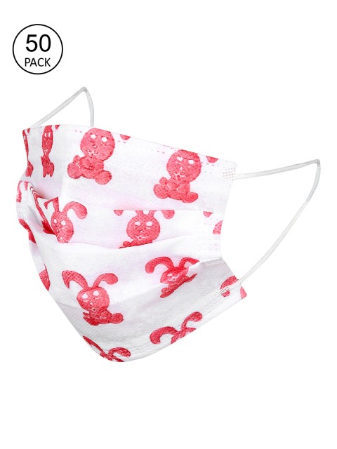 

FROGGY Kids Pack Of 50 White & Red Printed 3-Ply Surgical Masks