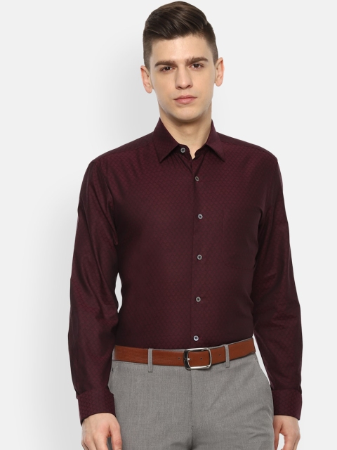 

Luxure by Louis Philippe Men Maroon Self Design Formal Shirt