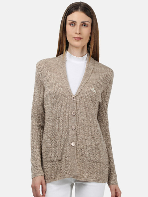 

Monte Carlo Women Beige Cable Knit Cardigan