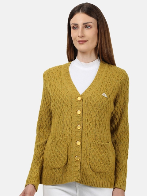 

Monte Carlo Women Mustard Cable Knit Cardigan