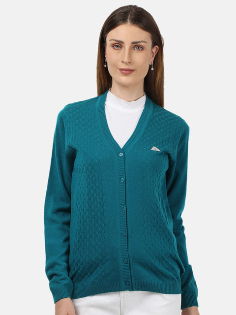 

Monte Carlo Women Blue Cable Knit Wool Cardigan
