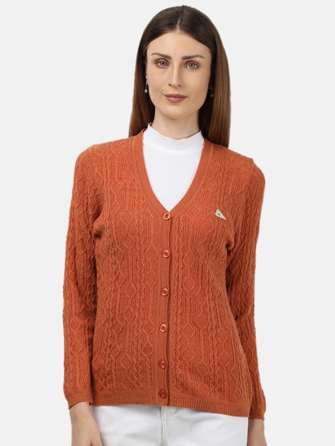 

Monte Carlo Women Orange Cable Knit Cardigan