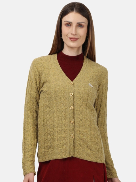 

Monte Carlo Women Mustard Self-Design Wool Cardigan