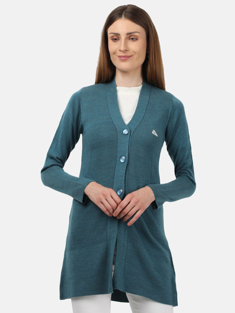 

Monte Carlo Women Blue Ribbed Longline Cardigan