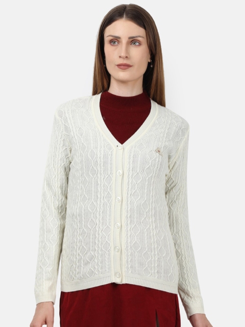 

Monte Carlo Women Cream-Coloured Wool Blend Cardigan