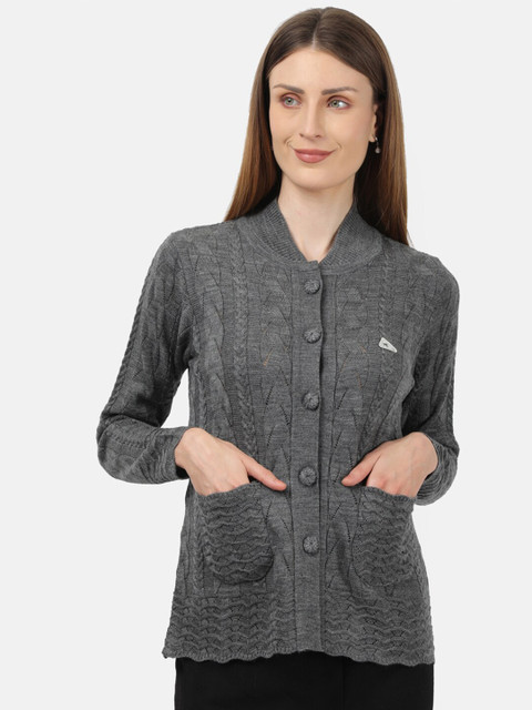 

Monte Carlo Women Grey Cable Knit Cardigan