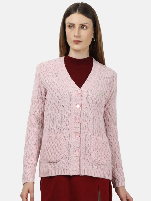 

Monte Carlo Women Pink Cable Knit Cardigan