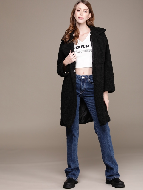 

URBANIC Women Black Sherpa Coat