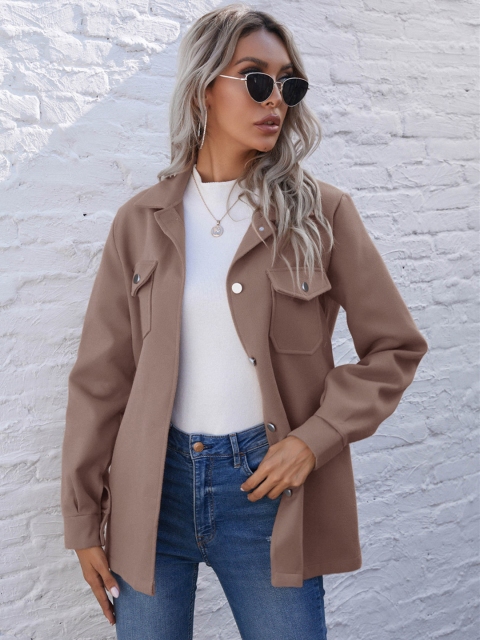 

URBANIC Women Brown Solid Shacket