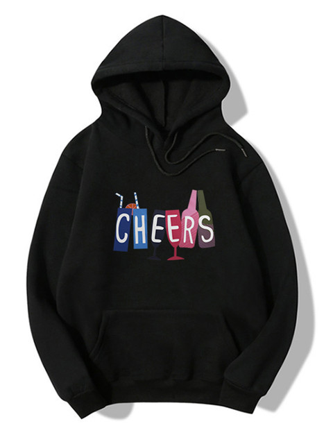

URBANIC Women Black Printed Hooded Sweatshirt