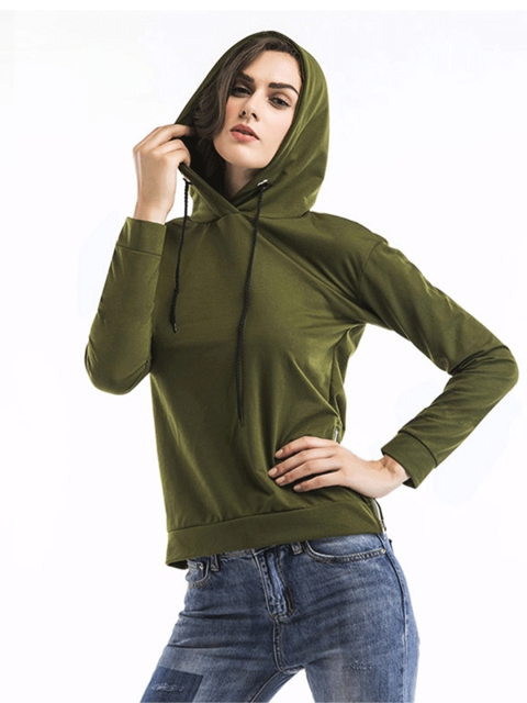 

URBANIC Women Olive Green Hooded Sweatshirt