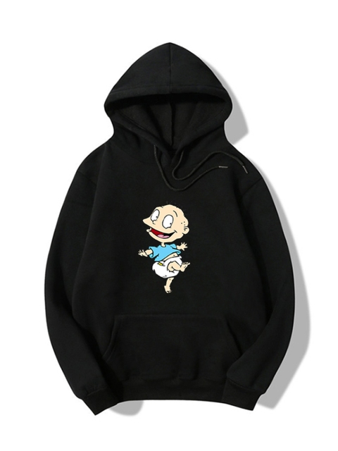 

URBANIC Women Black & Cream-Coloured Printed Hooded Sweatshirt