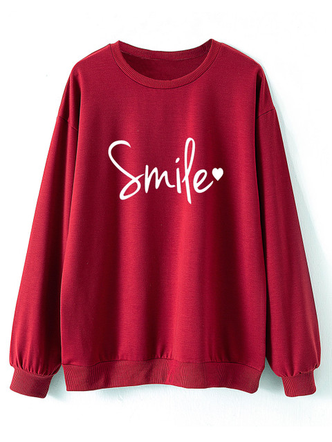 

URBANIC Women Rust Red & White Typography Print Relaxed Fit Sweatshirt