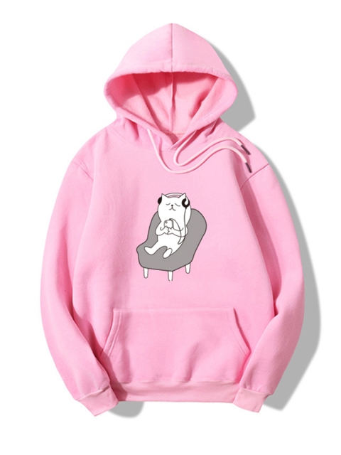 

URBANIC Women Pink Printed Hooded Sweatshirt