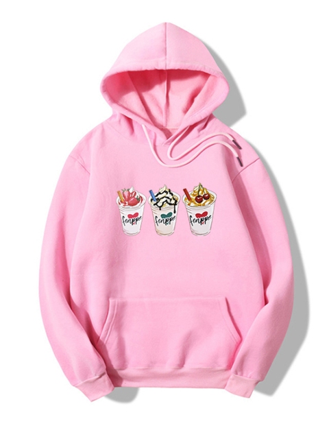 

URBANIC Women Pink Printed Hooded Sweatshirt