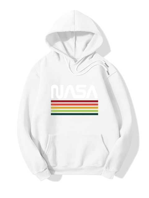 

URBANIC Women White Printed Hooded Sweatshirt
