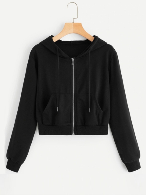

URBANIC Women Black Solid Sweatshirt