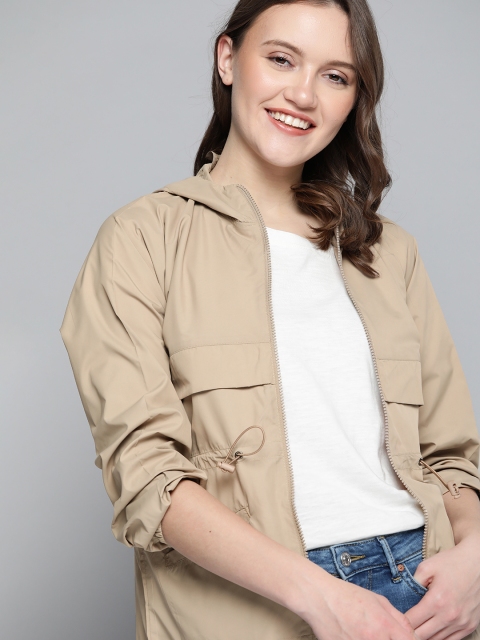 

Mast & Harbour Women Beige Lightweight Hooded Jacket