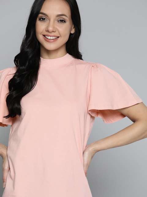 

Mast & Harbour Rose Pure Cotton Solid Flared Sleeves Top