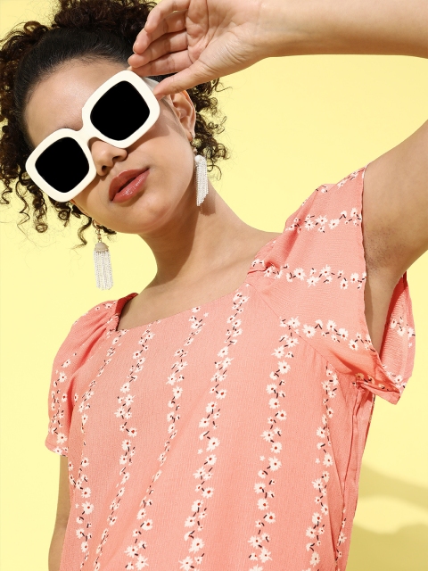 

Mast & Harbour Women Pretty Pink Floral Top