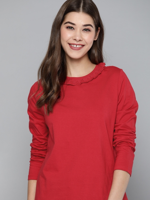 

Mast & Harbour Red Solid Pure Cotton Top