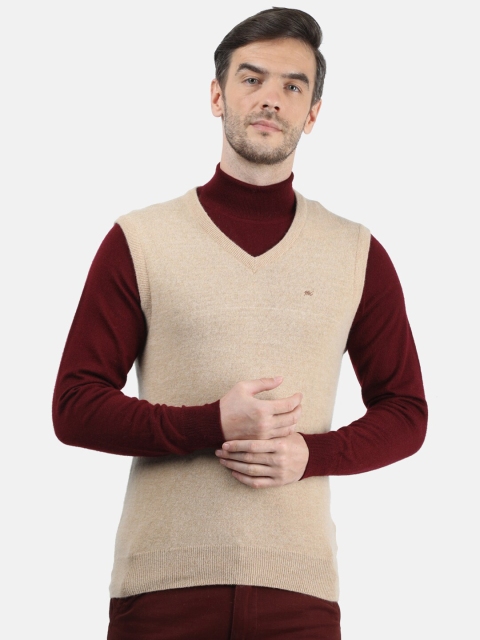 

Monte Carlo Men Brown Solid Wool Sleeveless Sweater Vest