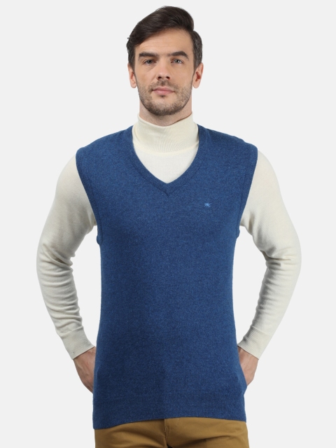 

Monte Carlo Men Blue Solid Wool Sleeveless Sweater Vest