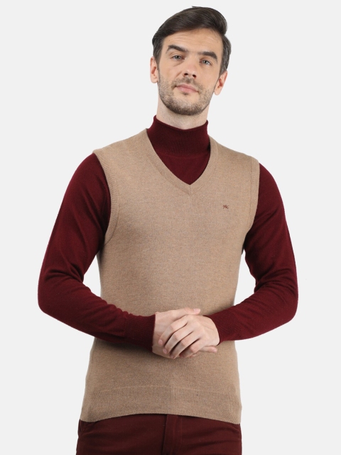 

Monte Carlo Men Brown Solid Wool Sleeveless Sweater Vest