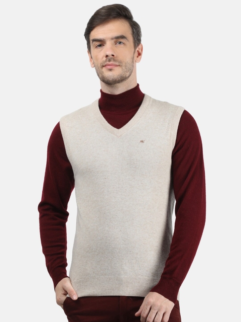 

Monte Carlo Men White Solid Wool Sleeveless Sweater Vest